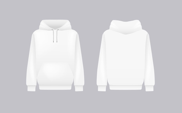 Männer weiße kapuze realistische pullover-mockup lange ärmel kapuze musterbekleidung