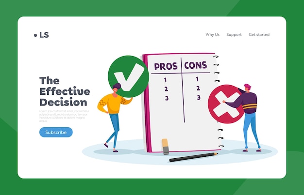 Männer zählen Vorteile, Nachteile der Deal Landing Page Vorlage