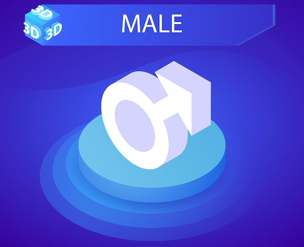 Männlich, isometrisches Design, Ikone, Vektor, Web, Abbildung, 3d, buntes, Konzept