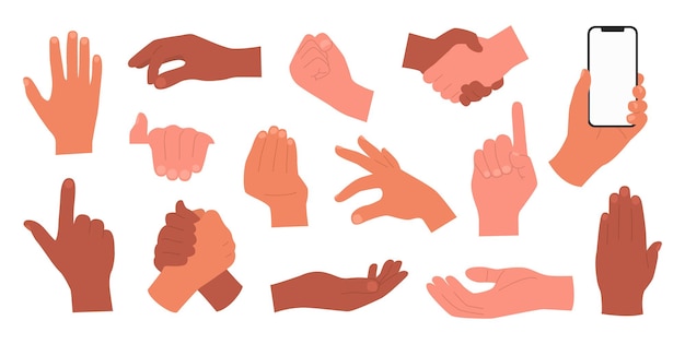 Männliche Hände sind gesetzt, männliche Hände, Finger und Gesten sind isoliert.