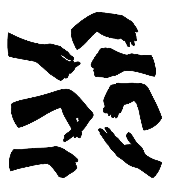 Männliche und weibliche Handzeichen-Silhouette