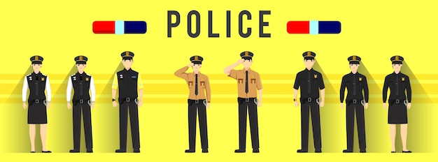 Vektor männliche und weibliche polizeicharakteren
