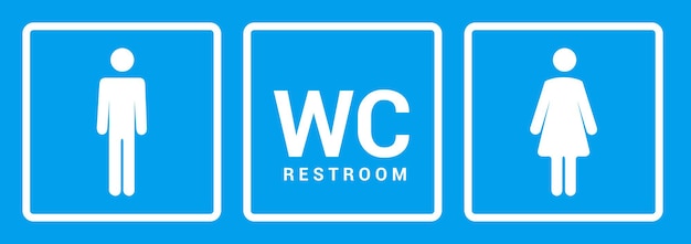 Männliche weibliche Badezimmer-Symbol. Zeichensymbol für Toilettenjunge oder -mädchen. Toiletten-WC-Vektor-Konzept.