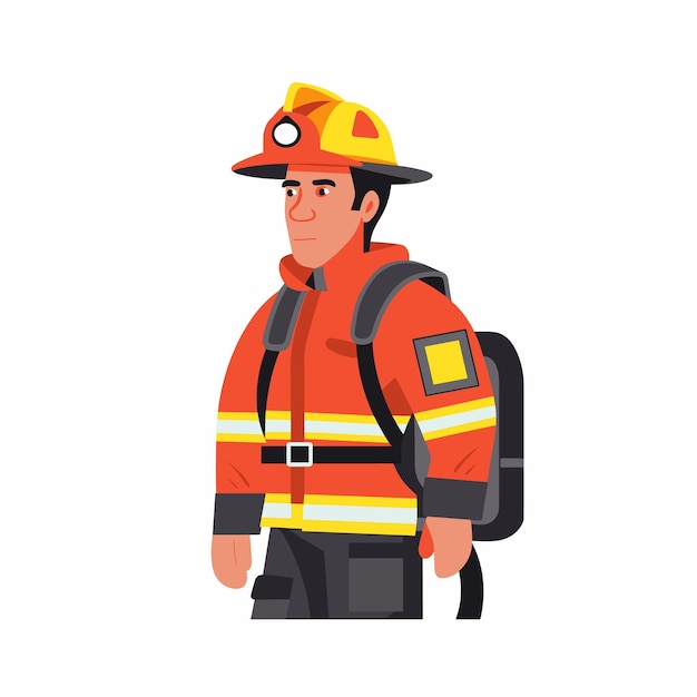 Männlicher Feuerwehrmann Zeichentrickfilm Illustration Notfallhelfer Feuerwehrmannsuniform orange reflektierend
