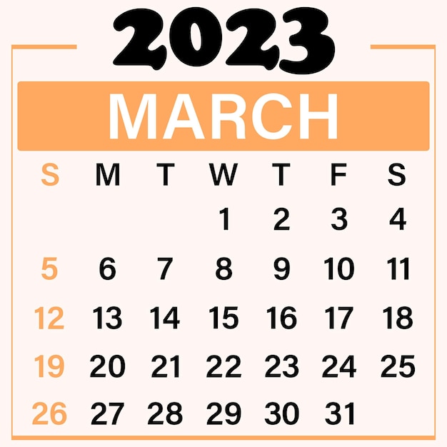 März 2023 abbildung der kalendervorlage