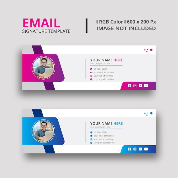 Magenta und blau e-mail-signatur-vorlagendesign