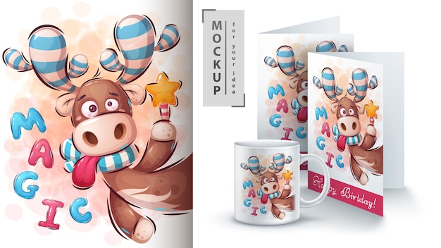 Magic deer illustration und merchandising