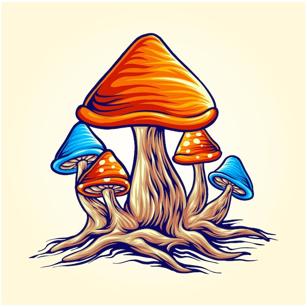 Magic mushrooms süße bunte illustrationen