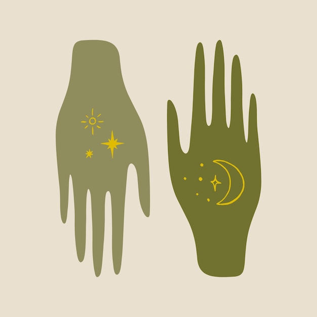 Magische alchemie grüne hand herbalist grüne hexe vektor illustration