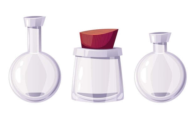 Magische laborrohrflasche flasche isolierte flasche flach set grafisches design illustration