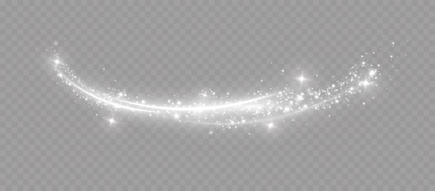 Magische Spirale mit Scheinen. Weißer Lichteffekt. Glitzerpartikel mit Linien. Swirl-Effekt