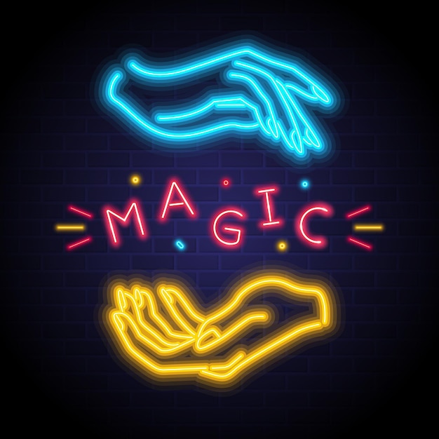 Magisches symbol mit leuchtenden neonlichtelementen