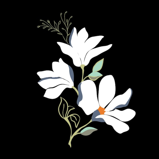 Magnolienblüten. Schöne Frühlingsillustration.