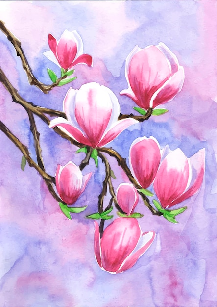 Magnolienblumen aquarell