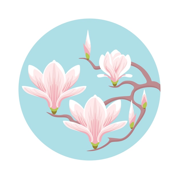 Vektor magnolienblumen-cartoon illustration