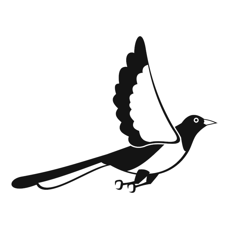 Vektor magpie-fliegen-symbol einfache illustration des magpie-fliegen-vektor-symbols für webdesign, isoliert auf weißem hintergrund