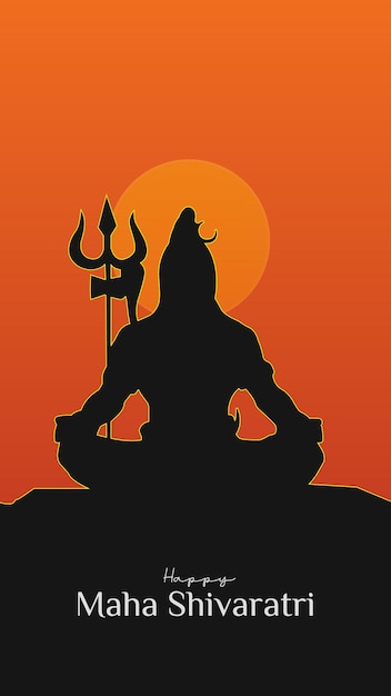 Maha shivratri illustration von lord shiva silhouette design social media post