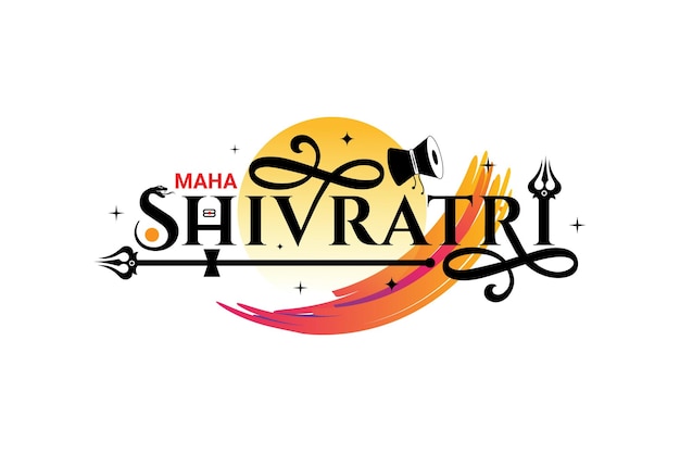 Vektor maha shivratri typografie-logo-design mit dekorativen elementen