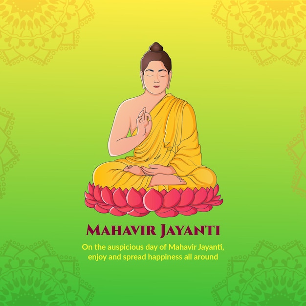 Mahavir jayanti grafik-banner-vorlage im einfachen und modernen illustrationsstil