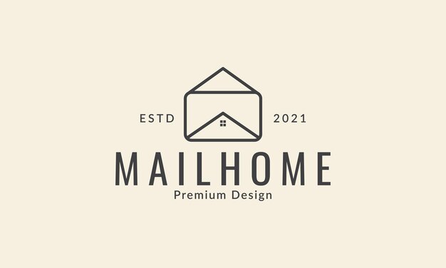 Mail-linie mit home-logo-vektor-symbol-design-grafik-illustration