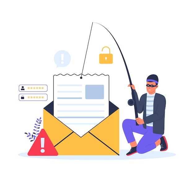 Vektor mail-phishing-illustrationskonzept