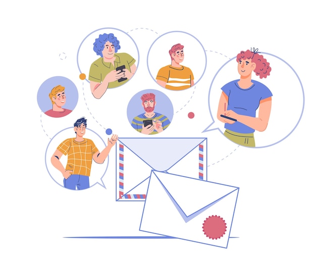 Mail-service und konzept zum senden von e-mail-nachrichten online-kommunikation