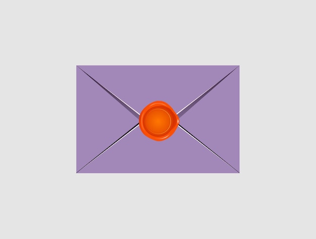 Vektor mail-umschlag-symbol mit stempel auf grauem hintergrund isoliert