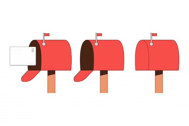 Mailbox Flat Set isoliert auf weißem Hintergrund.