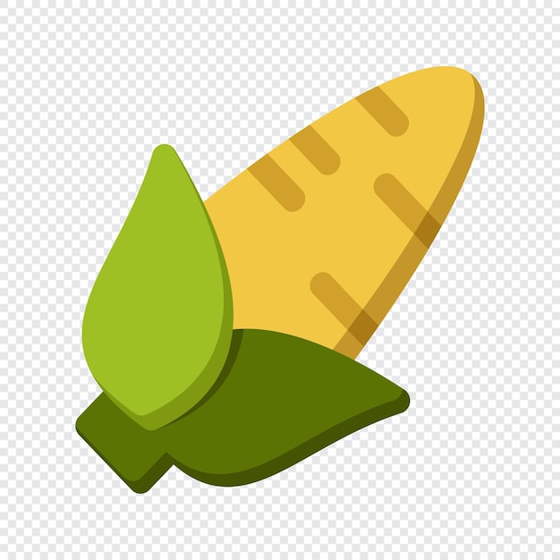 Mais-symbol buntes cartoon-mais-symbol mais-vektor isoliert gelber mais mit grünen blättern gemüse im flachen stil mais-logo vektor-illustration