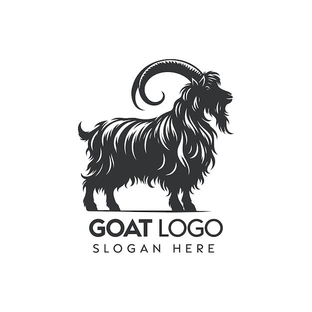 Majestätische Ziegensilhouette mit prominenten Hörnern für ein professionelles Logo-Design