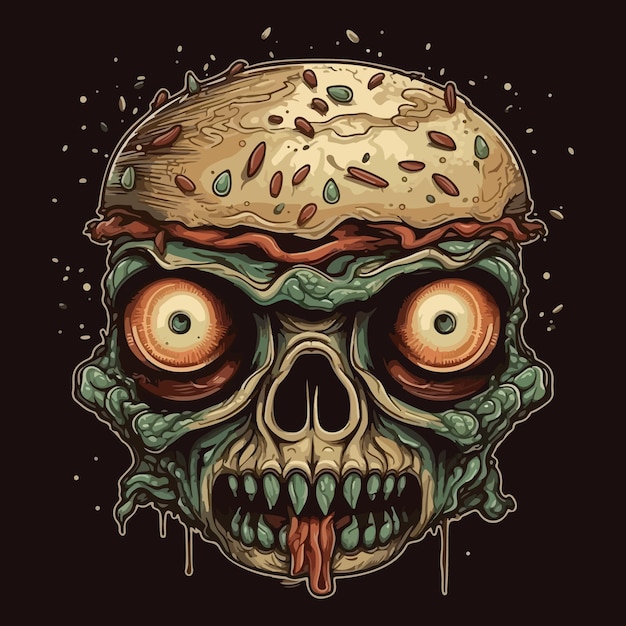 Makabere Monster-Burger-Kunst-Vektorillustration