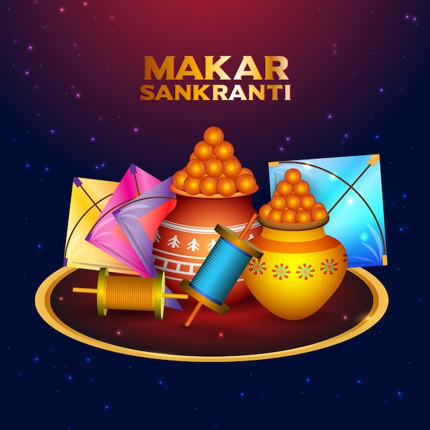 Vektor makar sankranti luxus premium-design