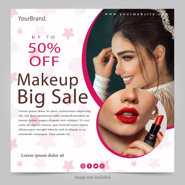 Make-up großes Verkaufsplakat-Vorlagenbanner für digitales Marketing