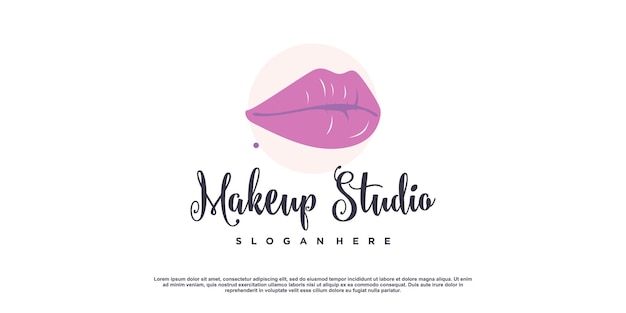 Make-up-schönheits-logo-design mit lippen-konzept premium-vektor