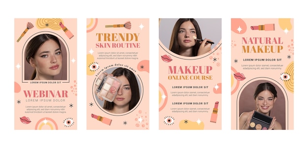 Vektor make-up-webinar-vorlage für instagram-geschichten