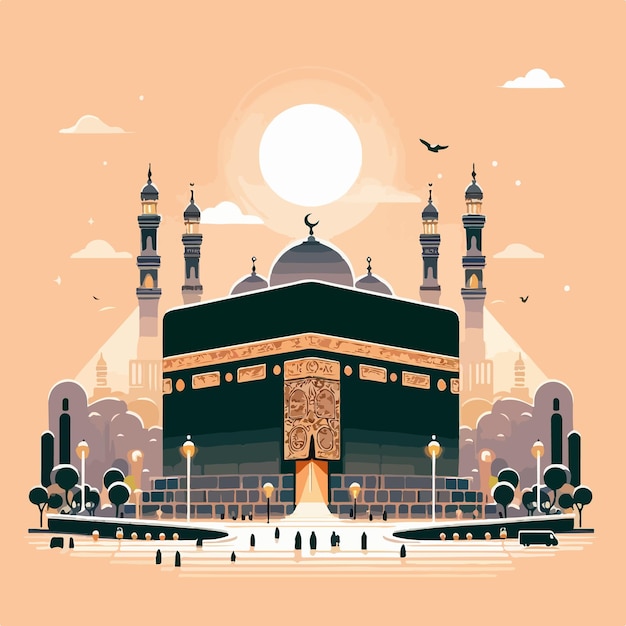 Vektor makkah vektor illustration islamischer hintergrund eid mubarak.