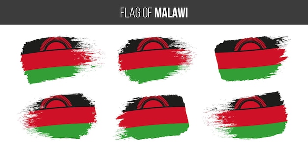 Malawi-Flaggen Pinselstrich-Grunge-Vektor-Illustration Flagge Malawis isoliert auf Weiß