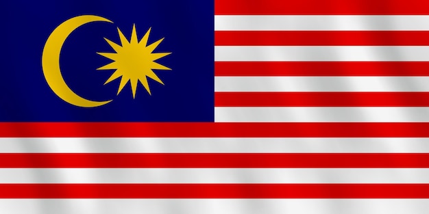 Malaysia-flagge mit wehender wirkung, offizieller anteil.