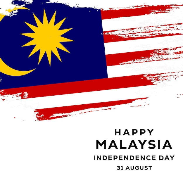 Malaysia-unabhängigkeitstag mit malaysischer flagge des pinselstrichs