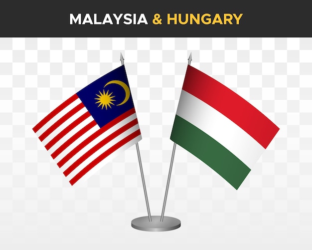 Malaysia vs xxxxx tischflaggen mockup isoliert auf weißer 3d-vektorillustration tischflaggen