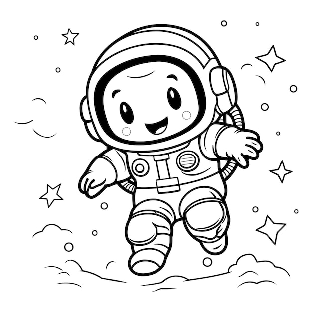 Vektor malbuch für kinder astronaut im weltraum