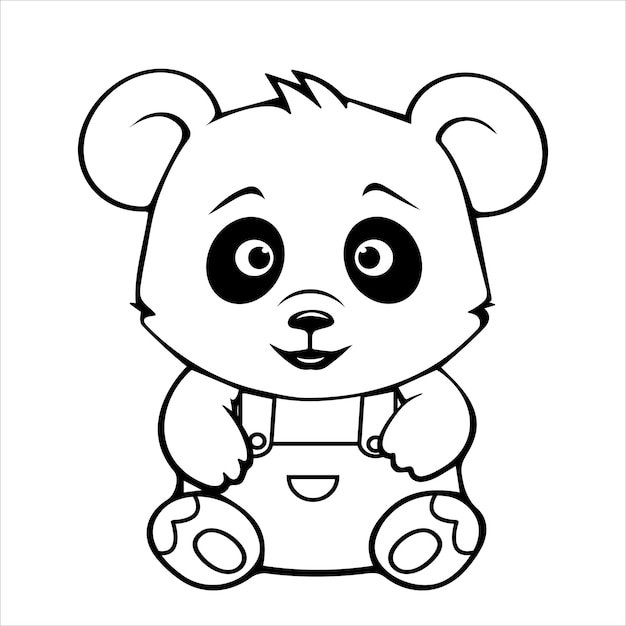 Vektor malbuch für kinder baby-pandabär isoliert auf weißem hintergrund hübsches gesicht im cartoon-stil