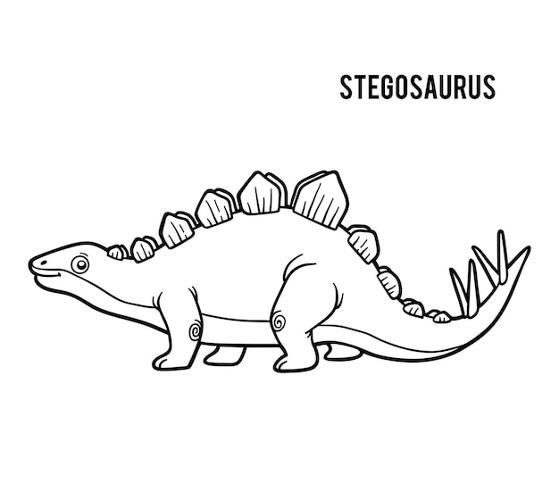 Malbuch für kinder, cartoon stegosaurus