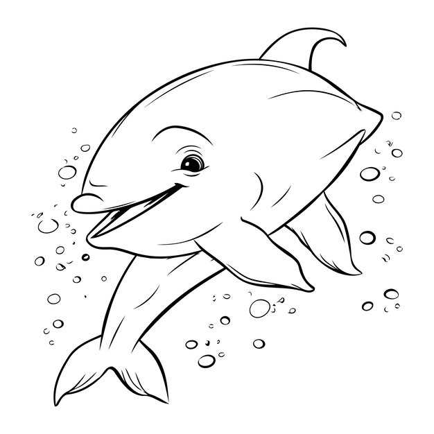 Malbuch für kinder delphin delphin vektor illustration