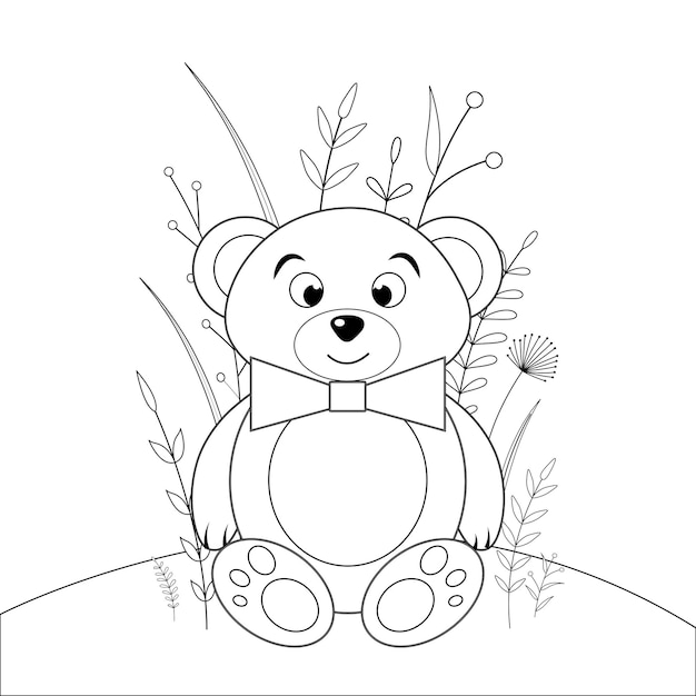 Malbuch für Kinder mit Comic-Tieren. Bildungsaufgaben für Vorschulkinder süßer Bär.