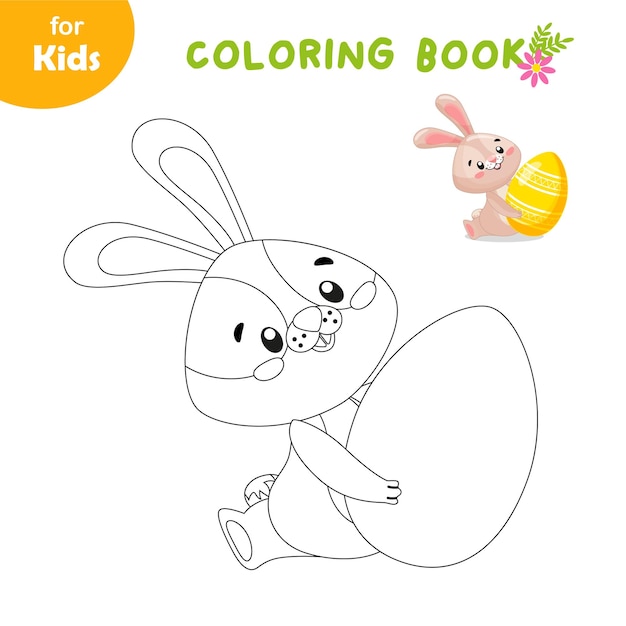 Malbuch für Kinder Osterhase mit Ei in seinen Händen Bildung für Kinder
