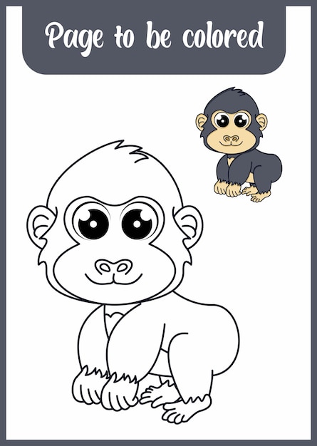Malbuch für kinder süßer gorilla