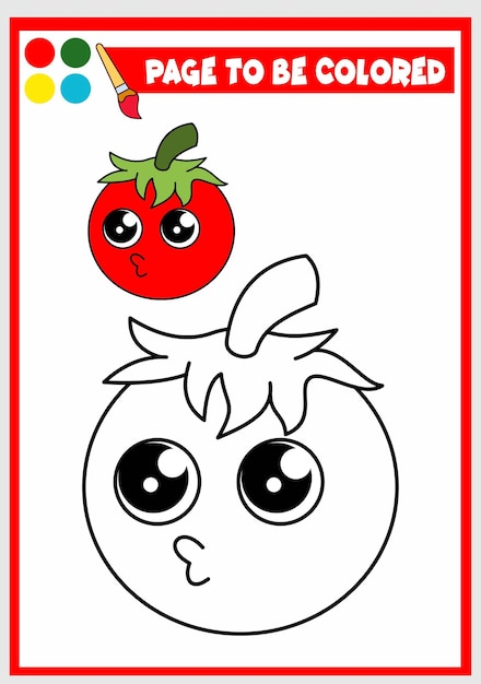 Malbuch für kinder tomatenvektor