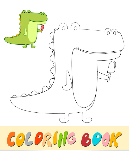 Malbuch oder seite für kinder. alligator schwarz-weiß-vektor-illustration