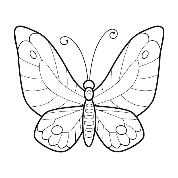 Malbuch oder Seite für Kinder. Schmetterling Schwarz-Weiß-Vektor